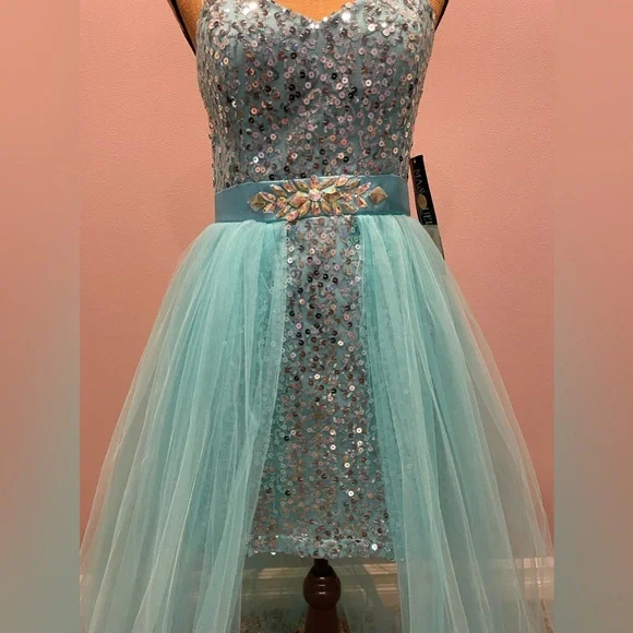 Strapless beaded turquoise unique Dress - Picture 10 of 10